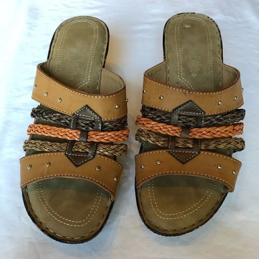 Patrizia by Spring Step Wedge Sandals earth tones comfort in sole Size 7